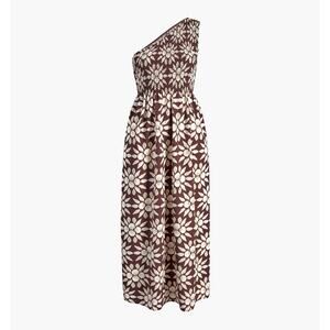 Hill House Home The Thea Nap One Shoulder Dress - L Chocolate Shell Mosaic Crepe